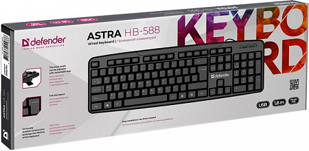 Проводная клавиатура Defender Astra HB-588 RU,черный,полноразмерная