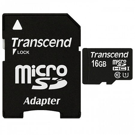 Карта памяти microSD 16Gb Transcend SDHC Class 10 UHS-1 (SD адаптер)
