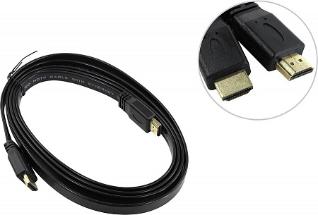Кабель HDMI-HDMI Jet.A JA-HD10 плоский (v. 2.0 с поддержкой 3D, Ultra HD 4К/Ethernet) 2 м