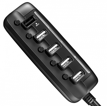USB-концентратор Ginzzu GA-4514UB (5 портов, автомобильный)