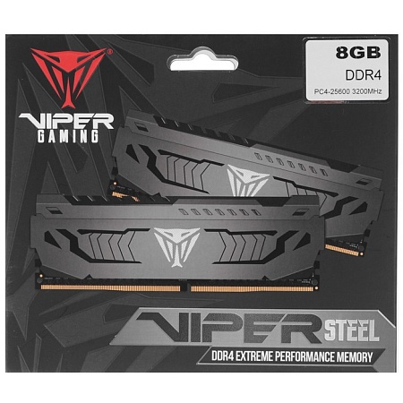 DIMM DDR4 8192Mb PC4-25600 3200MHz Patriot Viper Steel CL16-16-16-39, 1.35 В