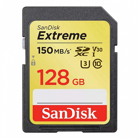 Карта памяти Secure Digital Card (SD) 128Gb SanDisk SDXC Class 10 V30 UHS-I U3 Extreme 150MB/s