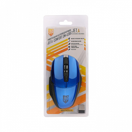 Беспроводная мышь Jet.A Comfort OM-U38G синяя (1200/1600/2000dpi, 6 кнопок, USB)