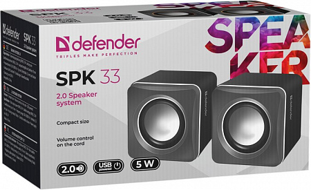 Акустическая система Defender SPK 33 серый,5Вт,питание от USB