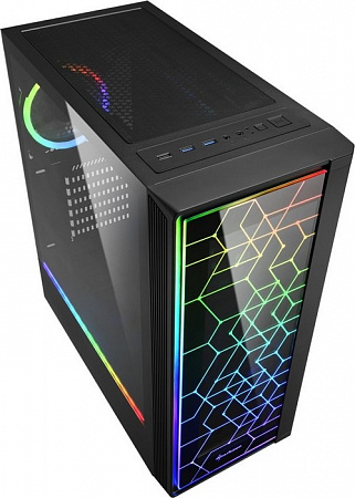 Корпус ATX Sharkoon LIT 100 RGB led чёрный (без БП,закалённое стекло,RGB fan 1x120мм+1x120мм,2xUSB 3