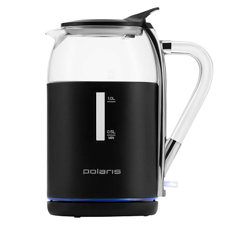 Чайник электрический Polaris PWK 1563CGL 1.5л. 2200Вт черный/прозрачный (стекло/пластик)
