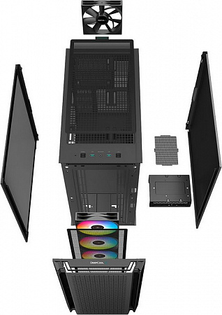 Корпус ATX Deepcool CG560 BLACK (ATX,без БП,закаленное стекло,3хARGB LED спереди,1x140mm)