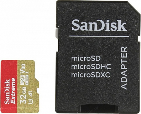 Карта памяти MicroSD 32Gb SanDisk SDHC Class 10 UHS-I A1 for Action Cameras (SD адаптер ) 100MB/s