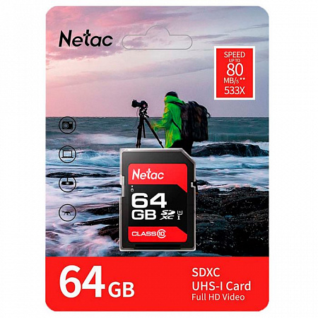 Карта памяти Secure Digital Card (SD) 64Gb Netac Class 10 UHS-I U1 P600 SDXC
