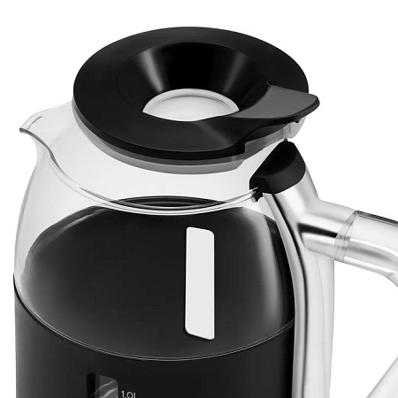 Чайник электрический Polaris PWK 1563CGL 1.5л. 2200Вт черный/прозрачный (стекло/пластик)