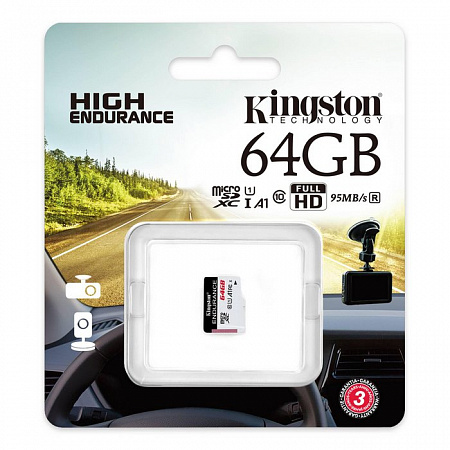 Карта памяти MicroSD 64Gb Kingston SDHC Class 10 A1 UHS-I ENDURANCE 95R/30W CARD ONLY