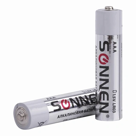 Батарейки SONNEN Alkaline, AAA (LR03, 24А), алкалиновые, мизинчиковые, 451089