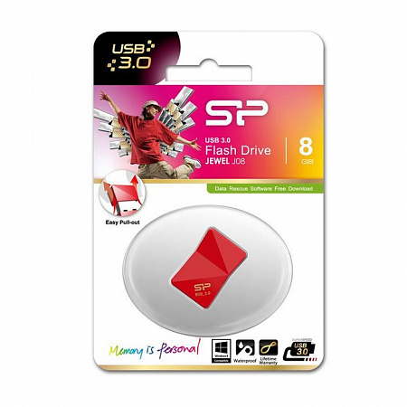 USB-флеш-накопитель 8Gb Silicon Power Jewel J08,USB3.0 Red