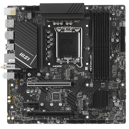 Материнская плата S1700 mATX MSI PRO B760M-A WIFI DDR5 (Intel B760,4xDDR5-5600МГц,2xPCI-Ex16,2xM.2)