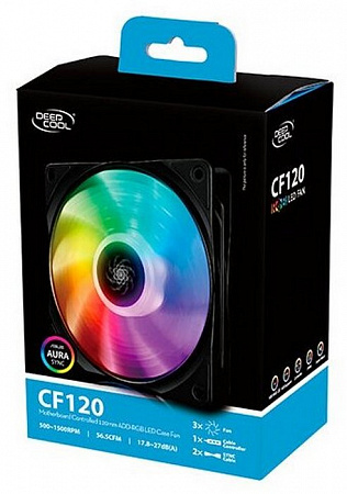 Вентилятор для корпуса Deepcool CF120 RGB (3 in 1) (PWMAddresable RGB,500-1500об/мин)