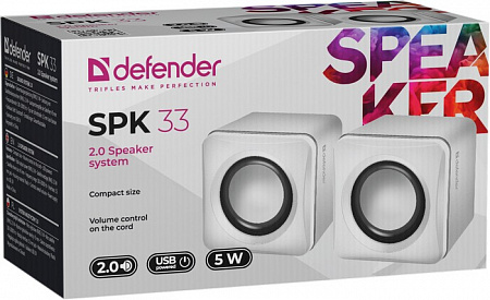 Акустическая система Defender SPK-33 5Вт,USB 2.0 White