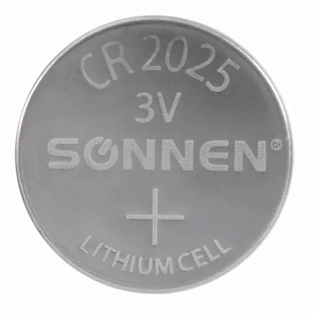 Батарейки литиевые SONNEN Lithium  CR2025,"таблетки, дисковые, кнопочные", 457140