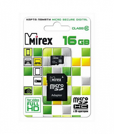 Карта памяти MicroSD 16Gb Mirex SDXC Class 10 UHS-I (SD адаптер)