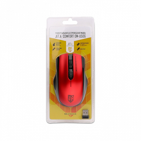 Беспроводная мышь Jet.A Comfort OM-U50G красная (800/1200/1600dpi, 4 кнопки, USB)