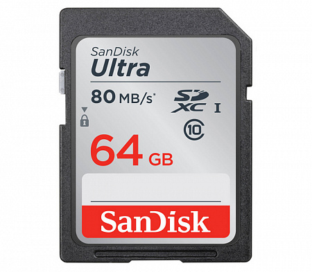 Карта памяти Secure Digital Card (SD) 64Gb SanDisk SDXC Class 10 UHS-I Ultra 80MB/s