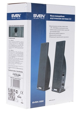 Колонки SVEN 230 (2x2W) Black Колонки SVEN 230 (2x2W) Black