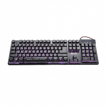 Игровая клавиатура HIPER GENOME GK-3 чёрная (104кл,USB,мембранная,RGB подсветка)