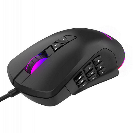 Игровая мышь Hiper Quantum Q-M2 черная (USB,9кнопок,6400 dpi,RGB,сменные панели)