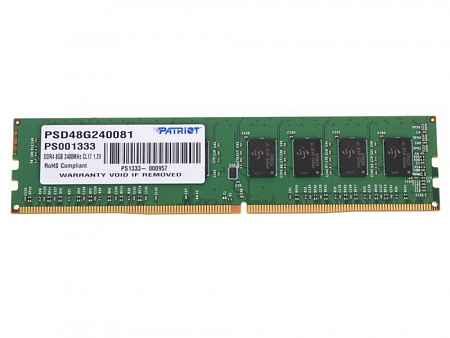 DIMM DDR4 8192Mb PC19200 DDR4-2400 Patriot Memory PSD48G240081 CL17 288-pin 1.2В