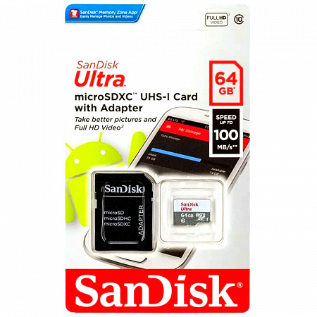 Карта памяти MicroSD 64Gb Sandisk SDXC Class 10 Ultra UHS-I U100MB/s