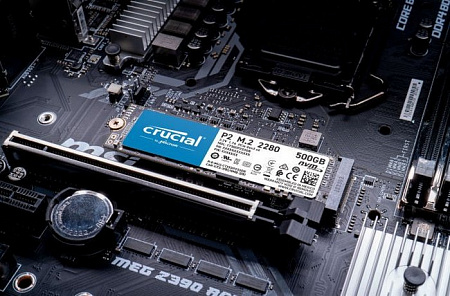 Накопитель SSD M.2 250Gb Crucial P2 (NVMe,PCIe 3.0x4,3D TLC,R/W2100/1150MB/s, IOPs 17/26,TBW 150,DWP