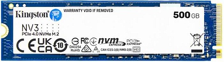Накопитель SSD M.2 500Gb Kingston NV3 NVMe (PCIe4.0x4,3DTLC,R/W5000/3000Mb/s,TBW160) SNV3S/500G