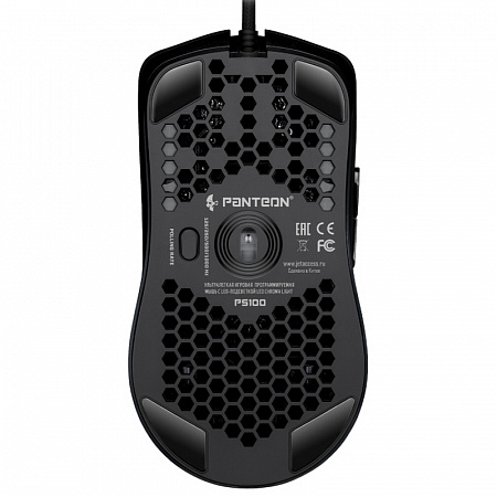 Ультротонкая игровая программируемая мышь PANTEON PS100 черная (200-6200/12400dpi,9кнб,LED,70г,USB)