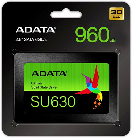 Накопитель SSD 2,5" SATAIII 960Gb ADATA Ultimate SU630 (3DQLC,R/W520/450MB/s,IOPs65000/40000,TBW200,