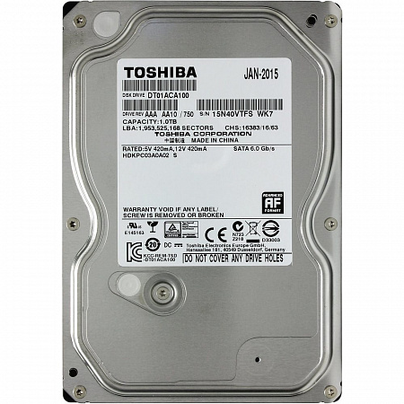 Накопитель HDD 3,5" SATAIII 1Tb Toshiba DT01 DT01ACA100,32MB,7200 RPM