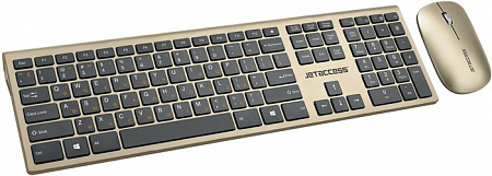 Беспроводной набор слим-клавиатуры и мыши JETACCESS SLIM LINE KM41 W,золотой-черный