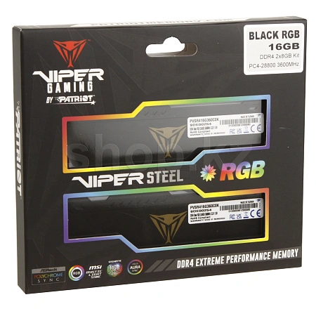 DIMM DDR4 16384 2x8Gb DDR4 3600MHz Patriot Viper Steel Gaming RGB (PVSR416G360C0K) CL20