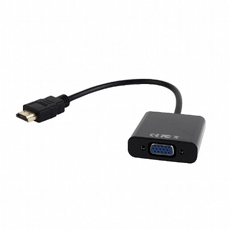 Кабель-переходник HDMI-VGA Cablexpert A-HDMI-VGA-03-6, 19M/15F + 3.5Jack, 15см