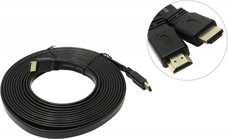 Кабель HDMI-HDMI Jet.A JA-HD10 плоский (v. 2.0 с поддержкой 3D, Ultra HD 4К/Ethernet) 5 м