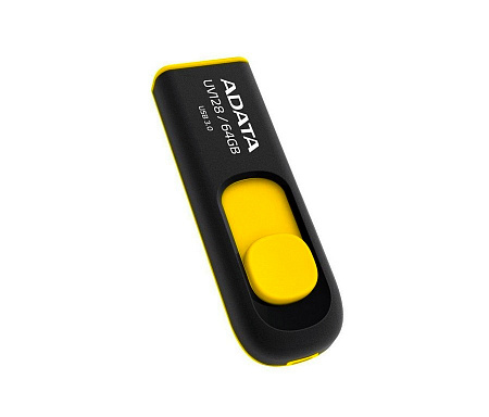 USB-флеш-накопитель 64Gb A-DATA UV128, USB 3.0, черный/желтый