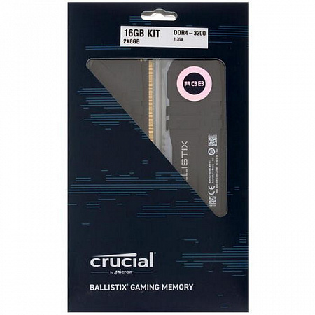 DIMM DDR4 16384Mb 2X8Gb PC-25000 DDR4-3200 Crucial Ballistix Black RGB CL16 BL2K8G32C16U4BL