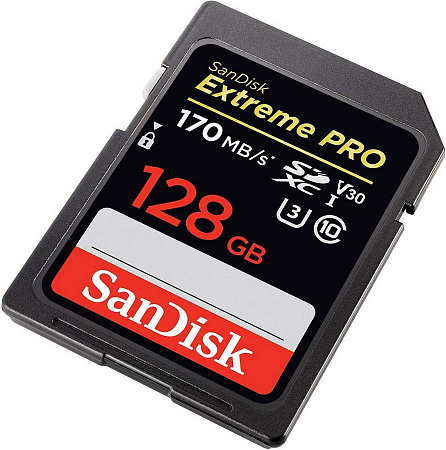 Карта памяти Secure Digital Card (SD) 128Gb SanDisk SDXC Class 10 V30 UHS-I U3 Extreme PRO 170MB/s