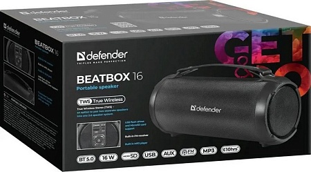 Портативная колонка DEFENDER Beatbox 16 16Вт, BT/FM/TF/USB/AUX/TWS