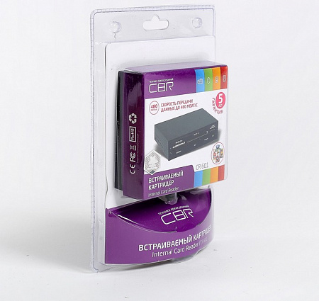 Ридер карт памяти CBR CR-601 внутренний, 1 доп. USB