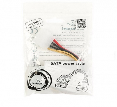 Кабель питания SATA Cablexpert CC-SATA-PSY2, 15см, molex 4pin/2x sata15pin, на 2 устр., пакет