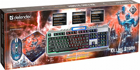 Игровой набор (мышь+клавиатура+ковер) DEFENDER Killing Storm MKP-013 RU