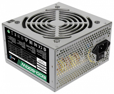 Блок питания ATX 600W Aerocool ECO-600W (ATX v2.3 Haswell, fan 12cm, 400mm cable, power cord, 20+4)