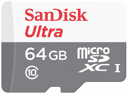 Карта памяти MicroSD 64Gb SanDisk SDHC Class 10 Ultra Android (SD адаптер) 80MB/s