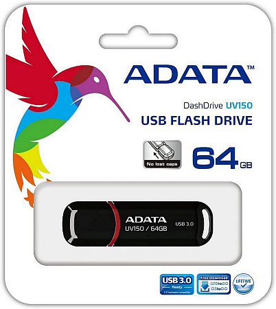 USB-флеш-накопитель 64Gb A-DATA UV150, USB 3.0, Черный