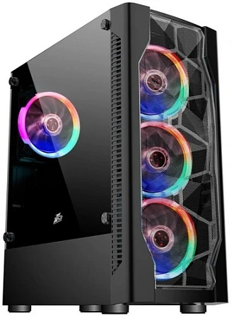 Корпус ATX 1STPLAYER DK D4 Black (без БП,metal mesh,4x120mm FRGB fans)