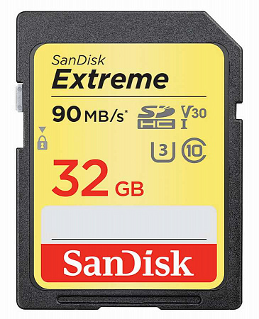 Карта памяти Secure Digital Card (SD) 32Gb SanDisk SDHC Class 10 V30 UHS-I U3 Extreme 90MB/s
